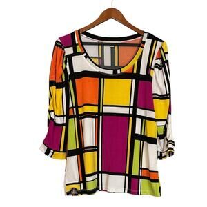 Compliments by Erin London Color-block Blouse Size Petite Large